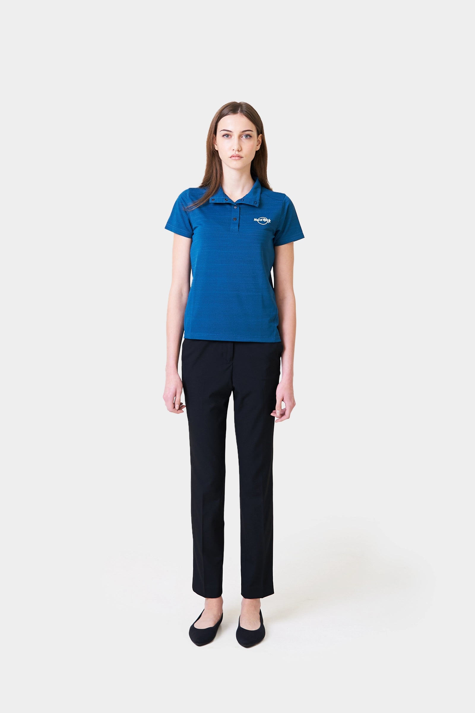 Bartender Summer Women's Teal Short Sleeve Henley Shirt With Logo Print on Chest