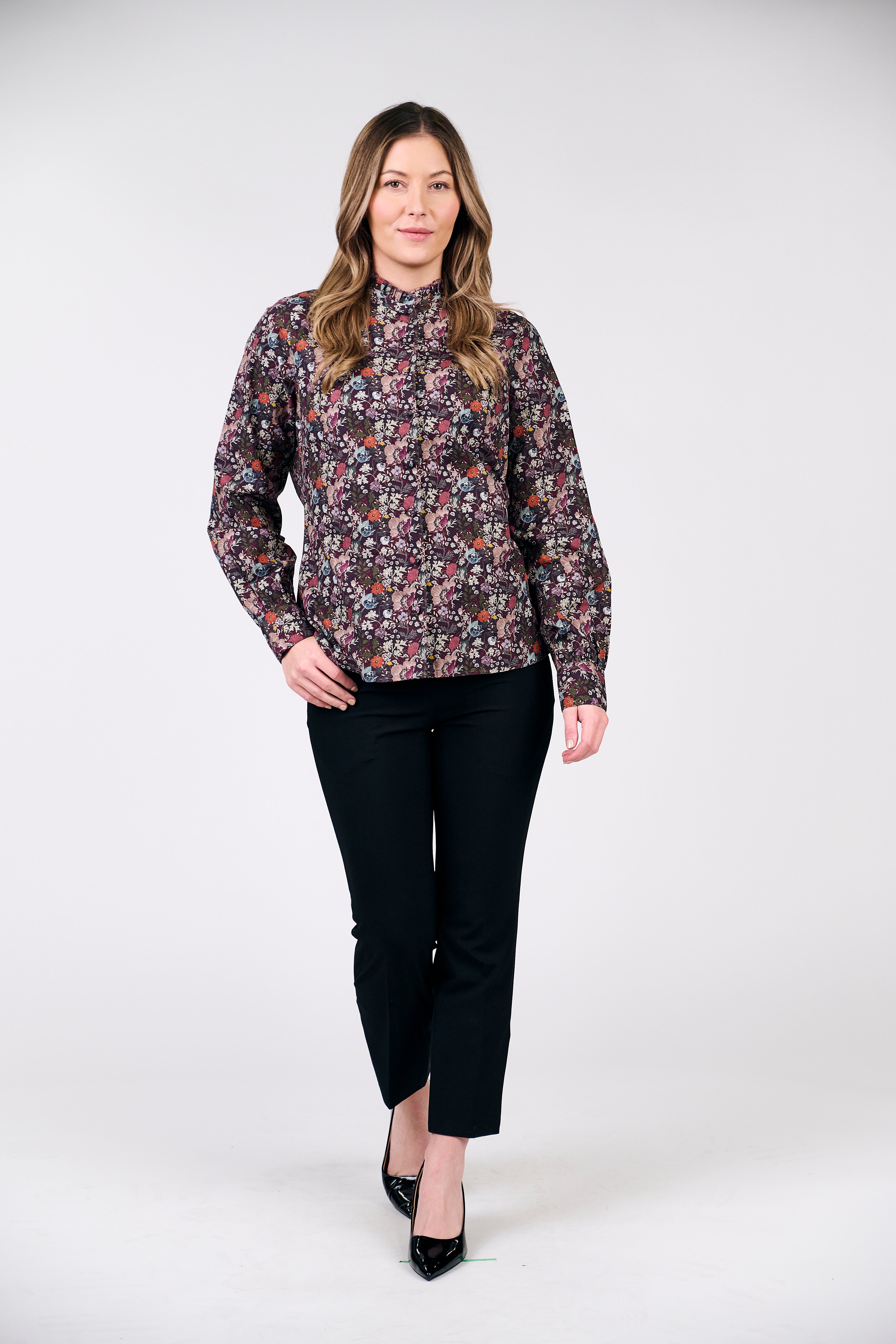 Floral High-Neck Blouse