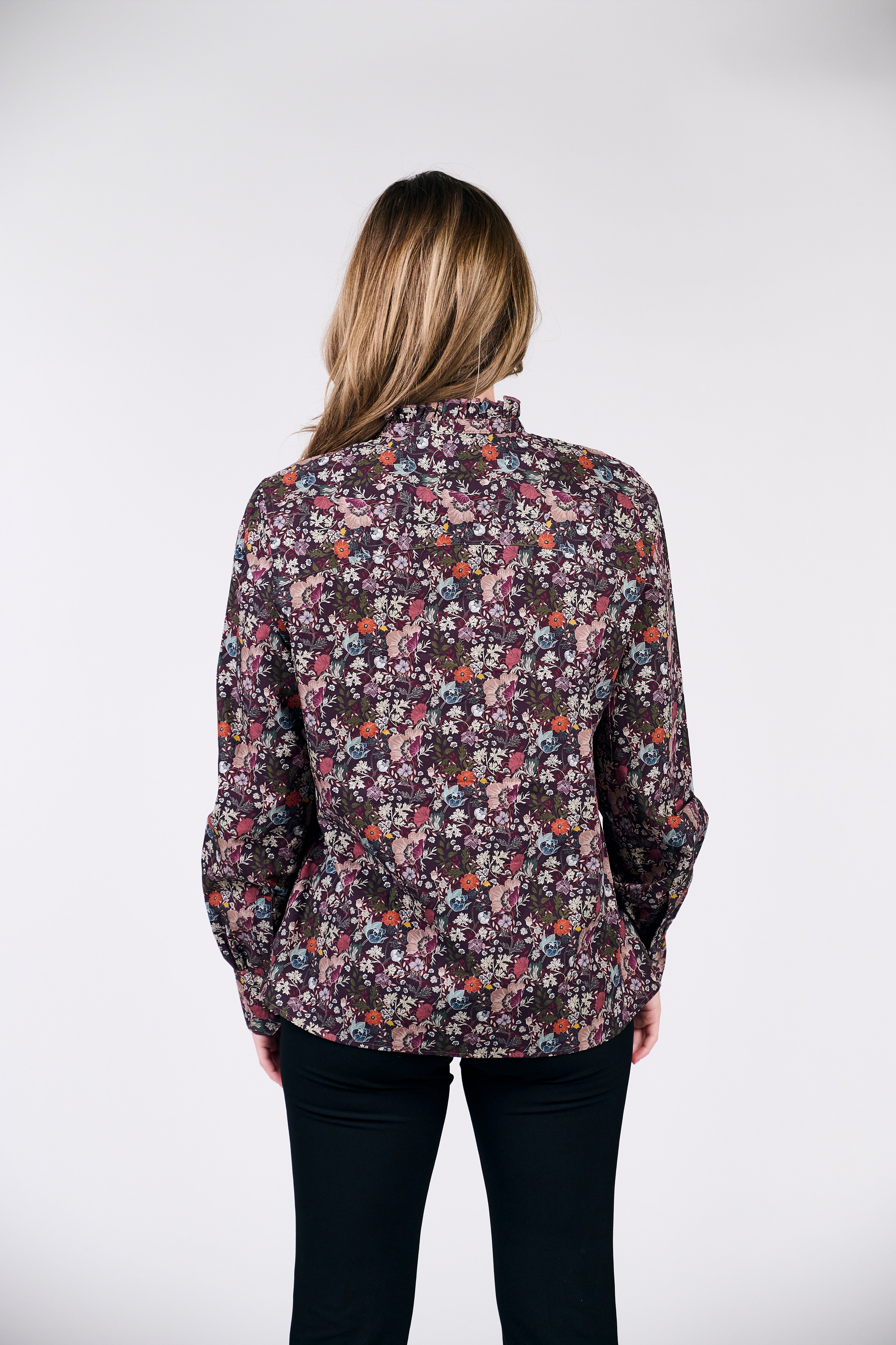 Floral High-Neck Blouse