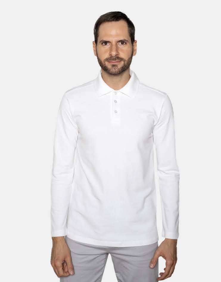 White Long-Sleeve Polo T-Shirt