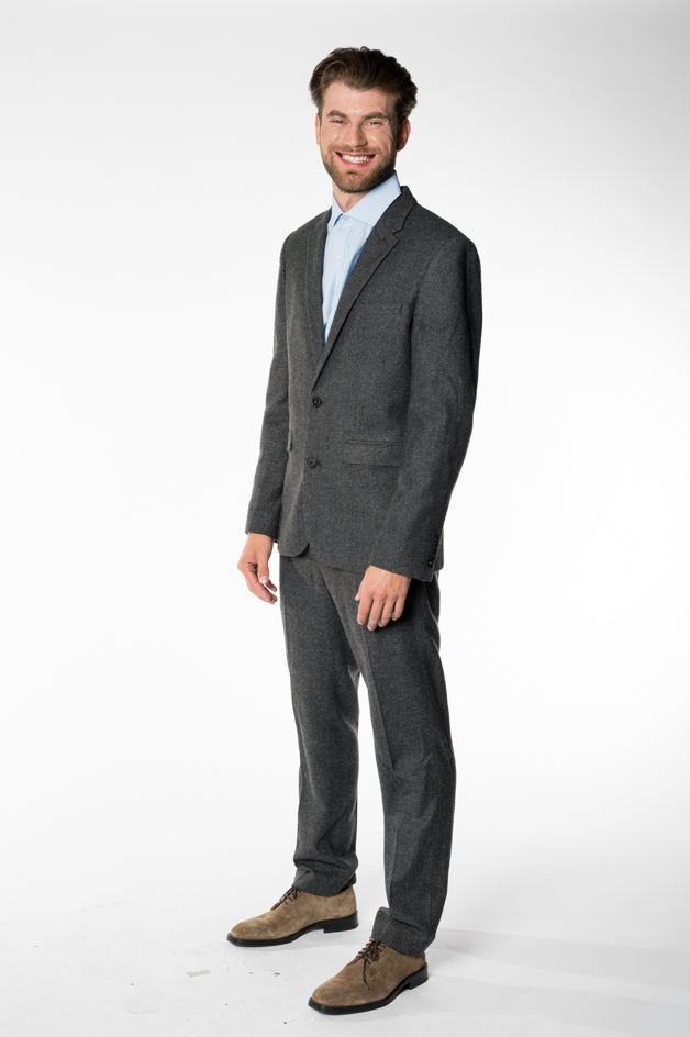 Grey Two-Button Suit Jacket