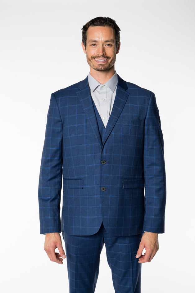 Blue Plaid Style Suit Jacket