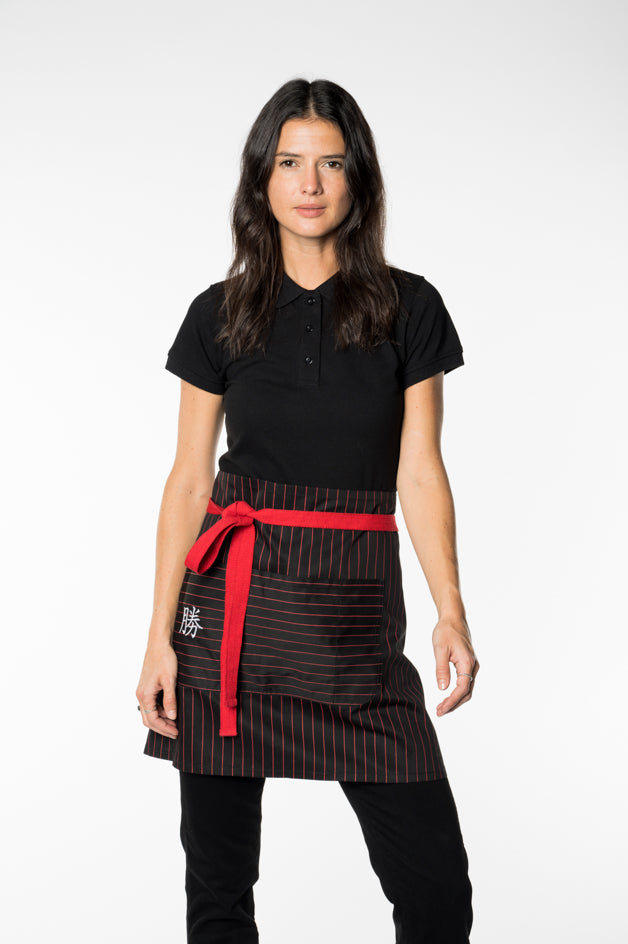 Red and Black Pinstripe Bistro Apron