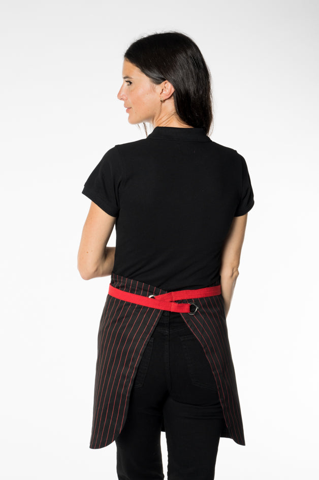 Red and Black Pinstripe Bistro Apron