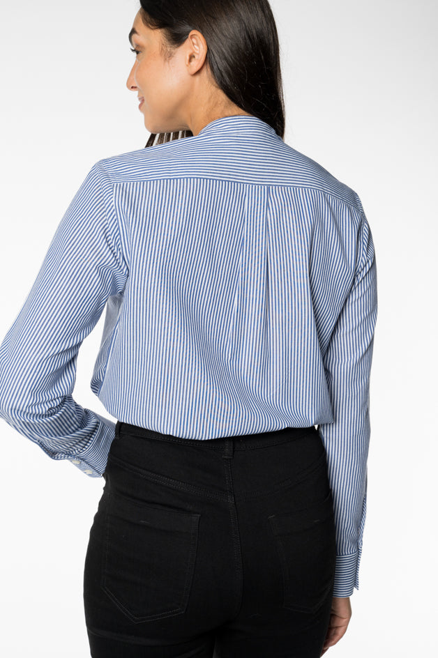 Blue Ruffle Detail Dress Shirt