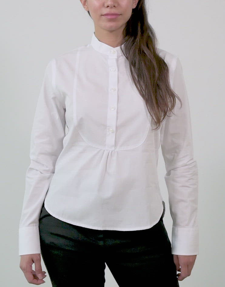 Mariella Ferrari band-collar slub shirt - White