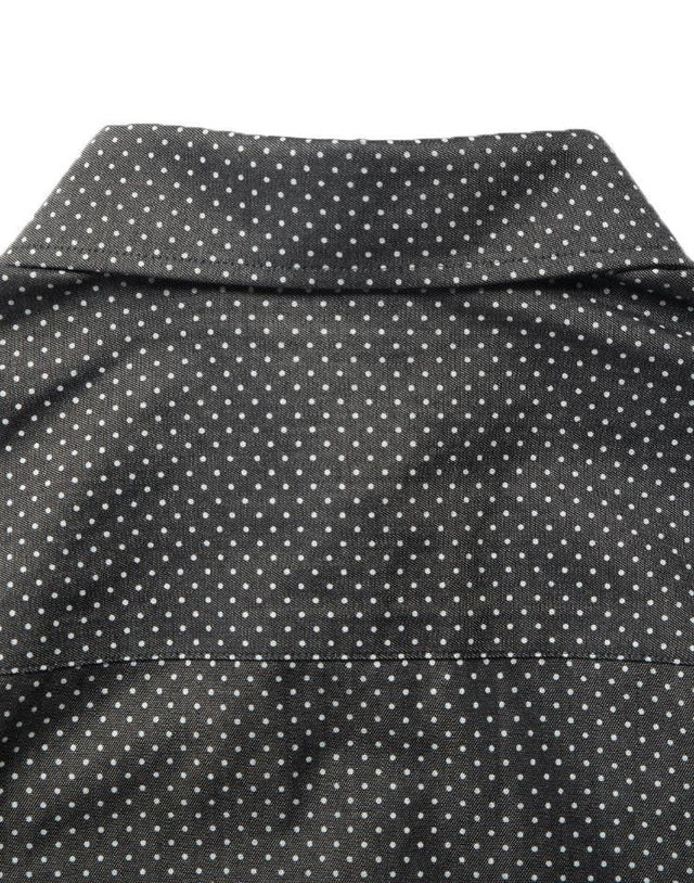 Women’s Black and White Polka Dot Button Front, Collar Dress Shirt - Kloth Studio Inc. - klothstudio.com