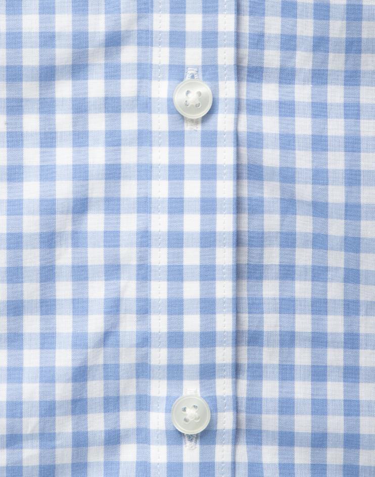Women’s Blue and White Gingham Button Front, Collar Dress Shirt - Kloth Studio Inc. - klothstudio.com