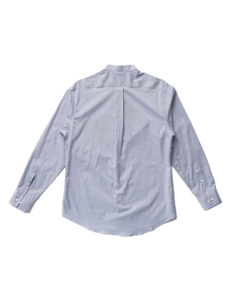 Men's Blue Button Front, Mandarin Collar Shirt - Kloth Studio Inc. - klothstudio.com