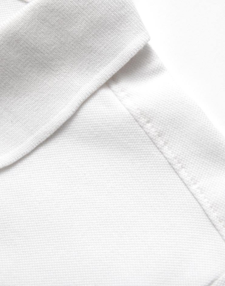 Men’s White Long Sleeve Pique Polo Shirt - Kloth Studio Inc. - klothstudio.com