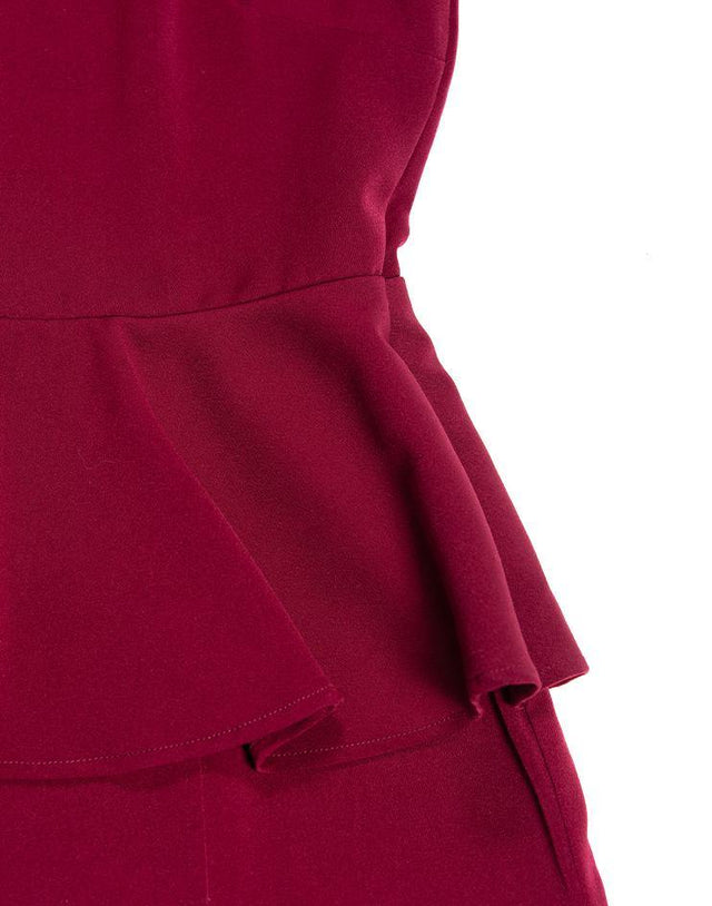 Burgundy Peplum Dress - Kloth Studio Inc. - klothstudio.com