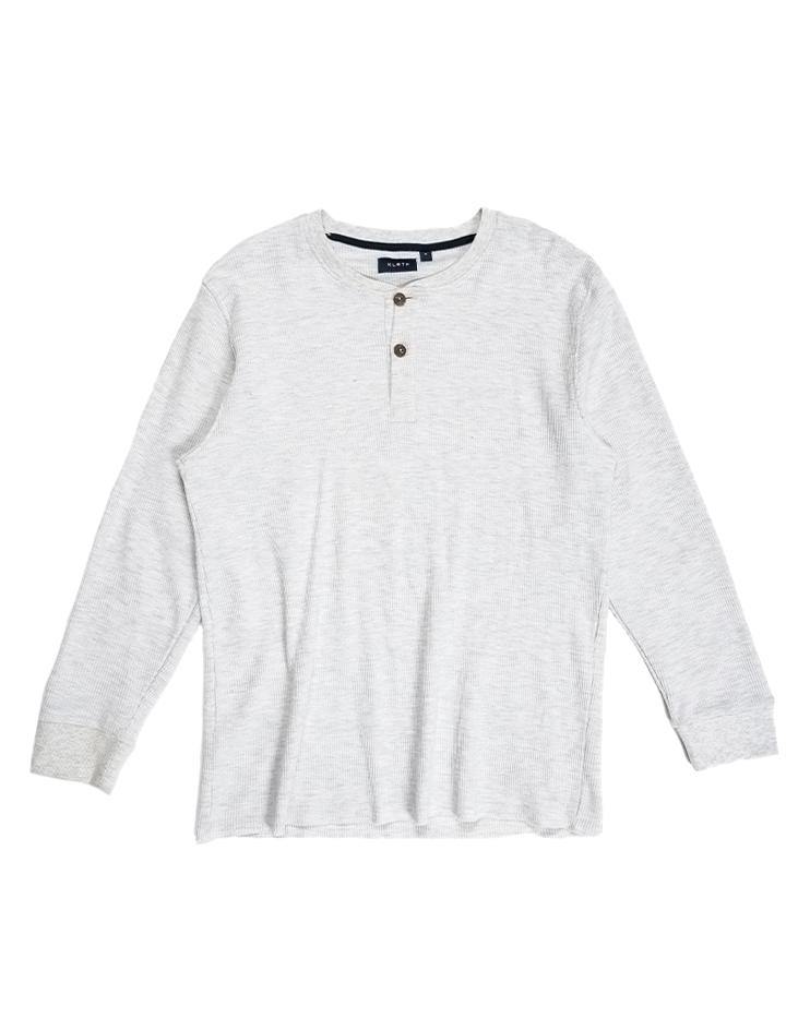 Grey Three Button Henley Shirt - Kloth Studio Inc. - klothstudio.com