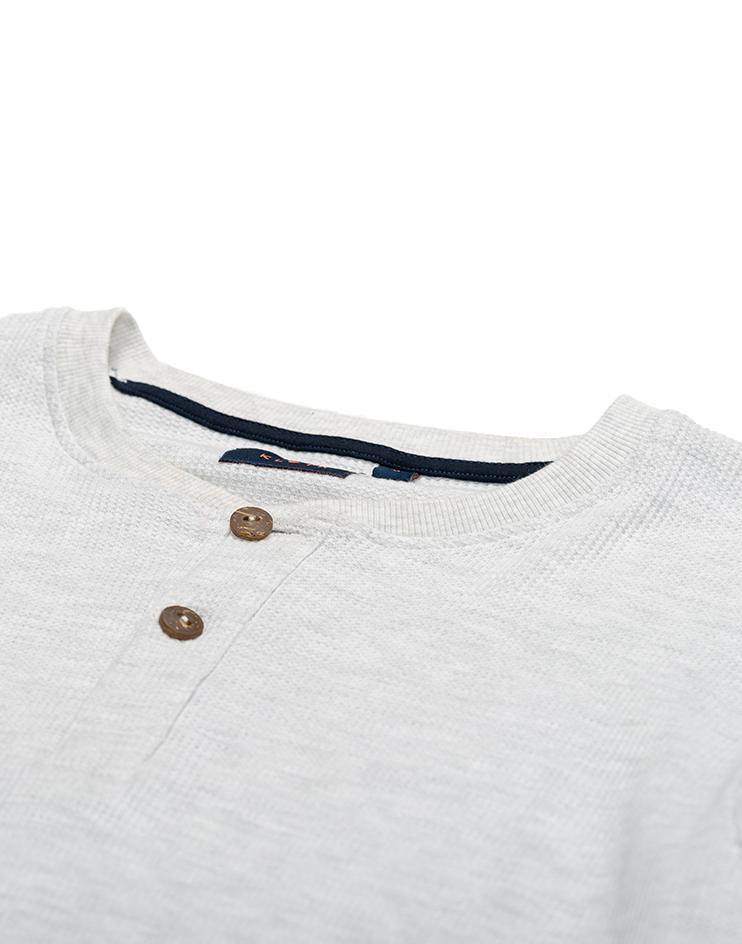 Grey Three Button Henley Shirt - Kloth Studio Inc. - klothstudio.com