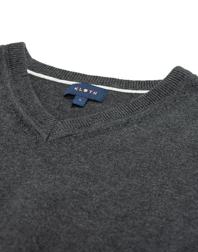 Grey V-Neck Sweater - Kloth Studio Inc. - klothstudio.com
