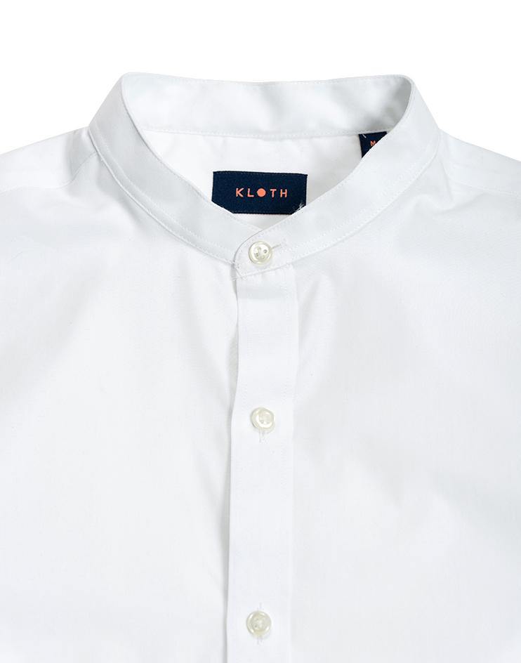 White Mandarin Collar Shirt - Kloth Studio Inc. - klothstudio.com