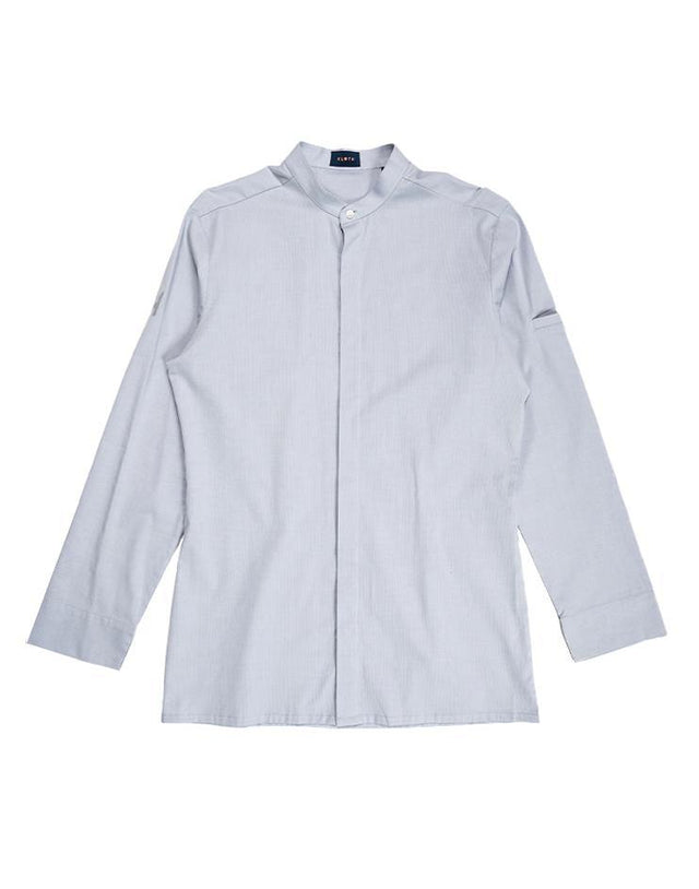 Light Grey Mandarin Collar Shirt - Kloth Studio Inc. - klothstudio.com