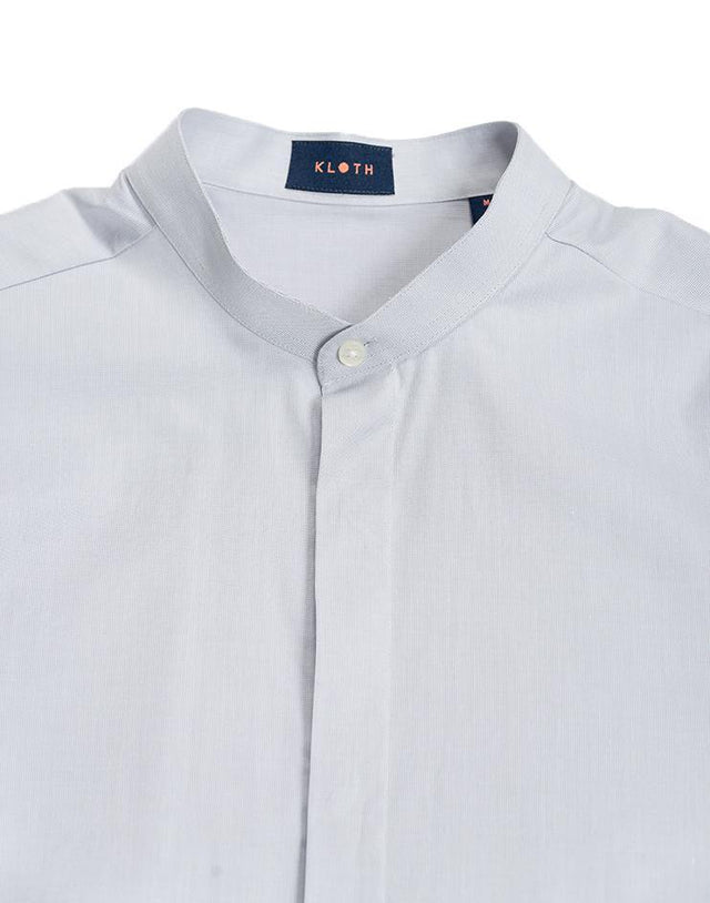 Light Grey Mandarin Collar Shirt - Kloth Studio Inc. - klothstudio.com