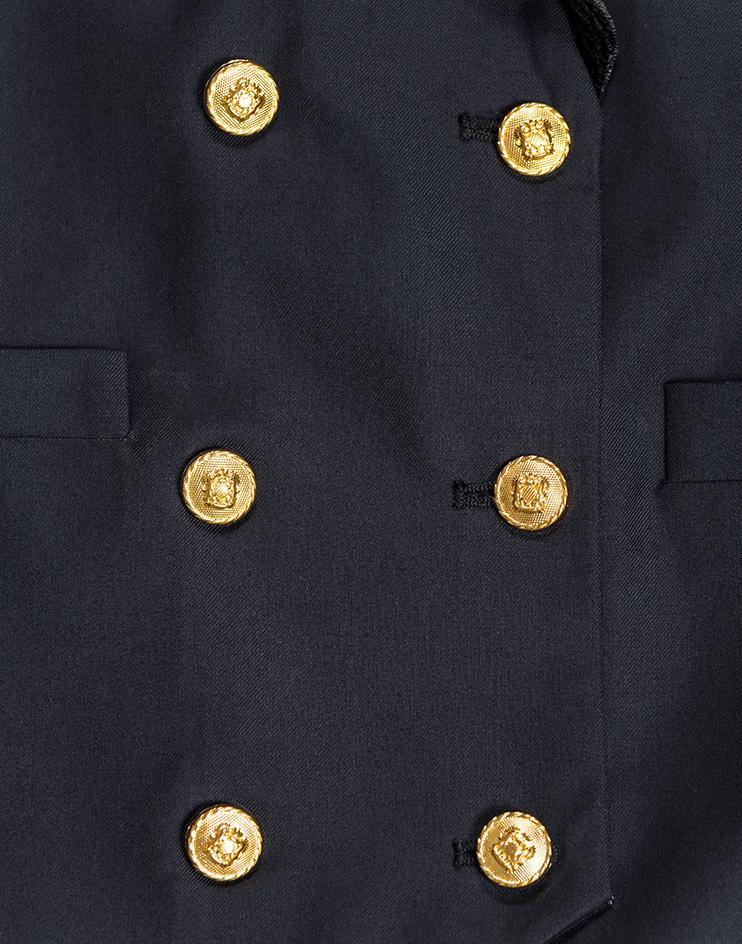 Navy Vest with Velvet Lapels and Gold Buttons - Kloth Studio Inc. - klothstudio.com