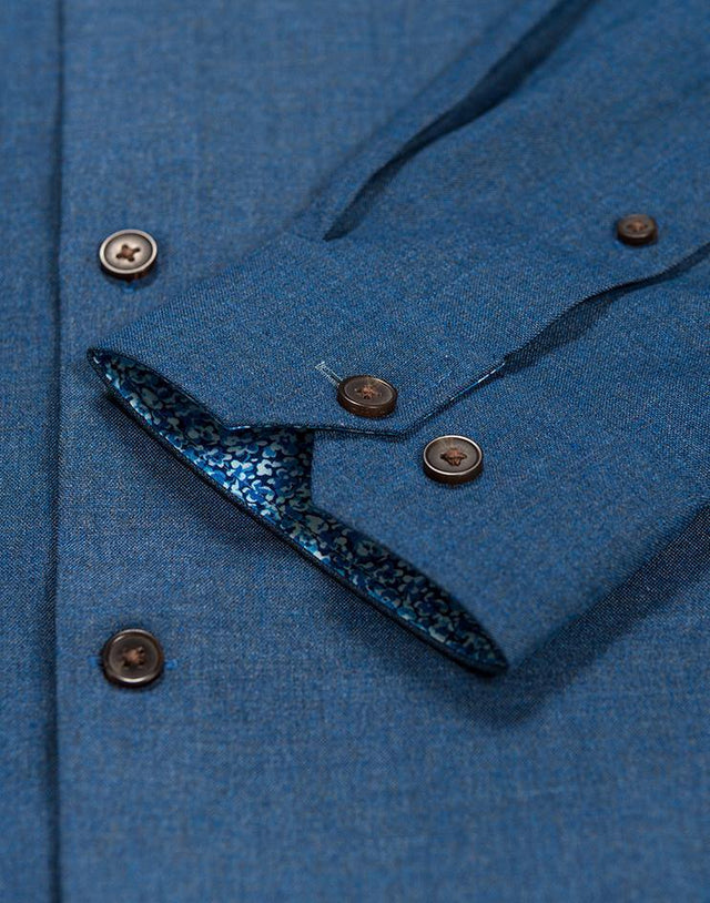Blue Button-Down Shirt with Chest Pockets - Kloth Studio Inc. - klothstudio.com