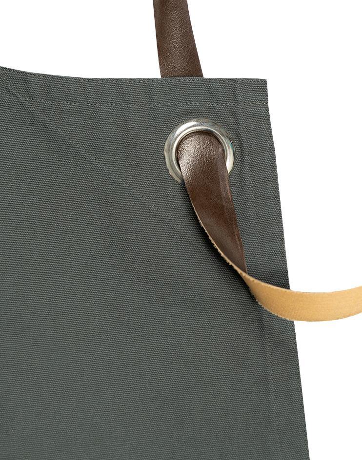 Grey Canvas Apron with Leather Accents - Kloth Studio Inc. - klothstudio.com