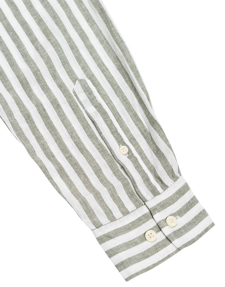 Olive and White Striped Button-Down - Kloth Studio Inc. - klothstudio.com