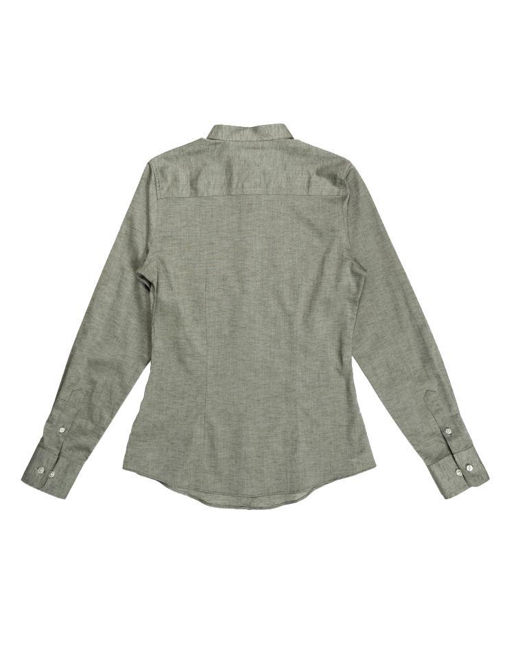 Olive Green Mandarin Collar Shirt - Kloth Studio Inc. - klothstudio.com