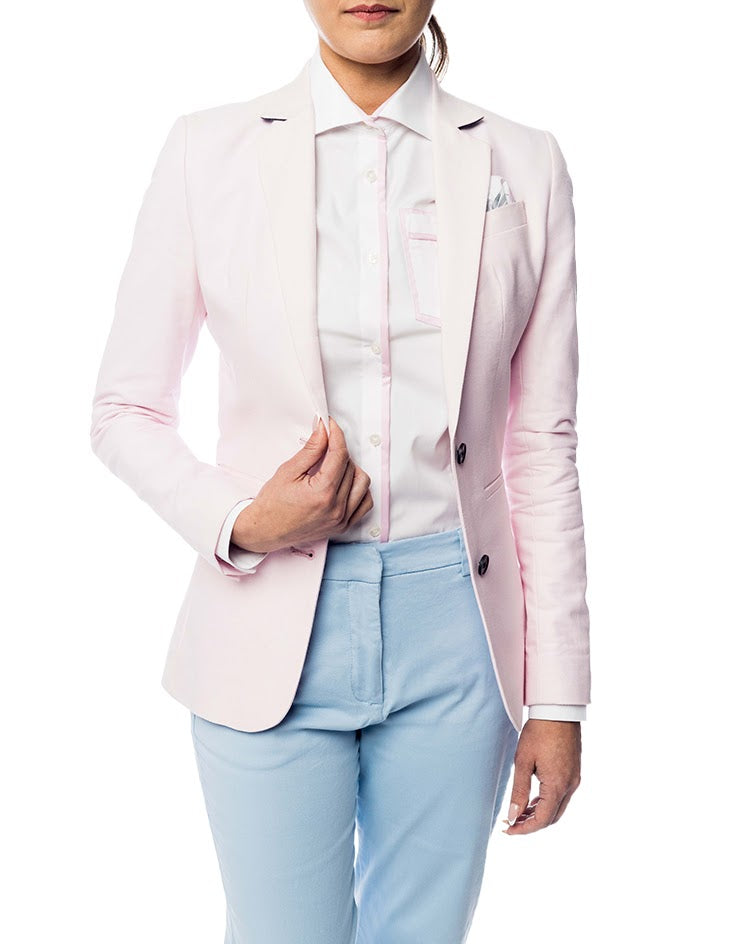 Women's Pink Suit Jacket with Patterned Pocket Square