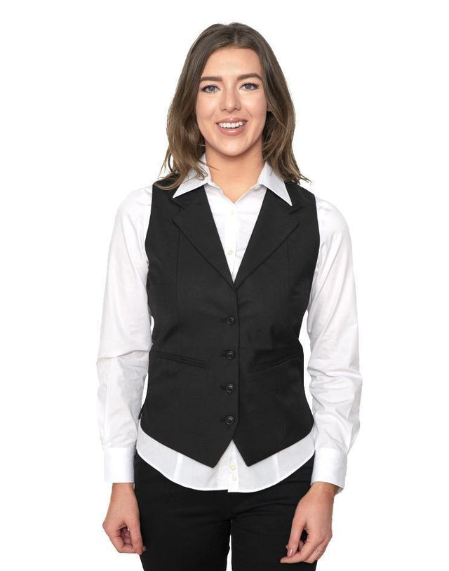 Women’s Black Classic Vest with Lapel - Kloth Studio Inc. - klothstudio.com